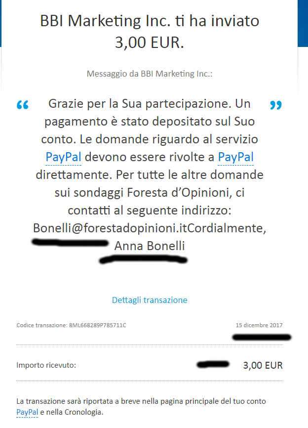 Payment 184 for Foresta D'opinioni