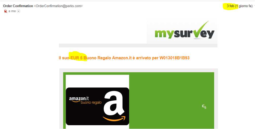 Pagamento 245 per Mysurvey