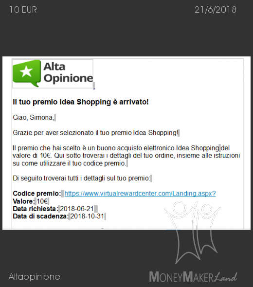 Payment 106 for Altaopinione