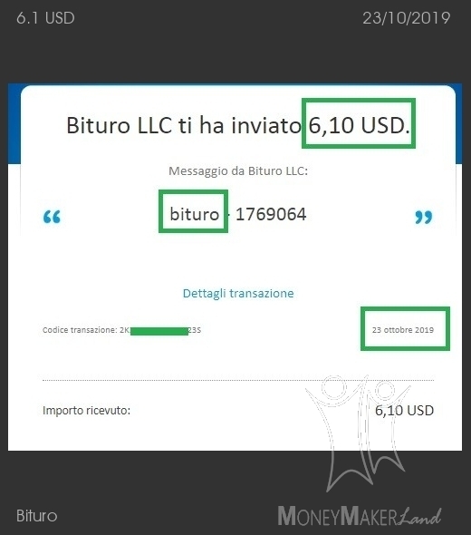 Payment 63 for Bituro 