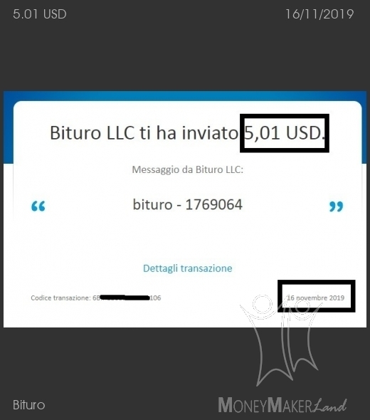 Payment 64 for Bituro 