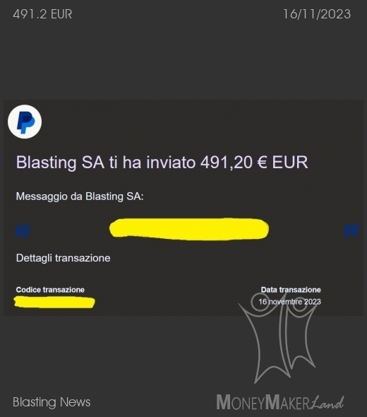 Payment 59 for Blasting News
