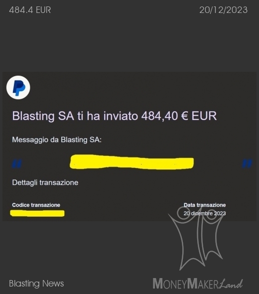 Payment 60 for Blasting News