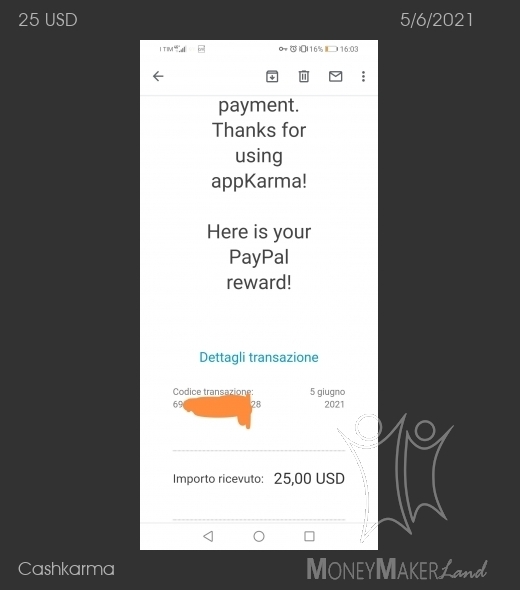 Payment 2 for Cashkarma