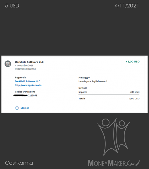 Payment 17 for Cashkarma
