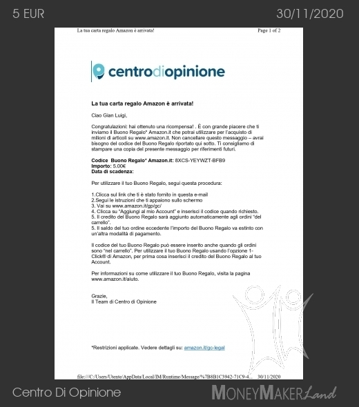 Payment 468 for Centro Di Opinione