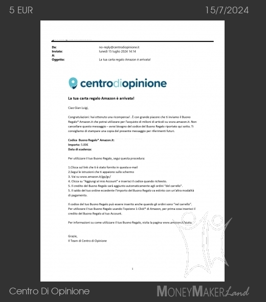 Payment 529 for Centro Di Opinione