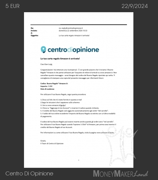 Payment 530 for Centro Di Opinione