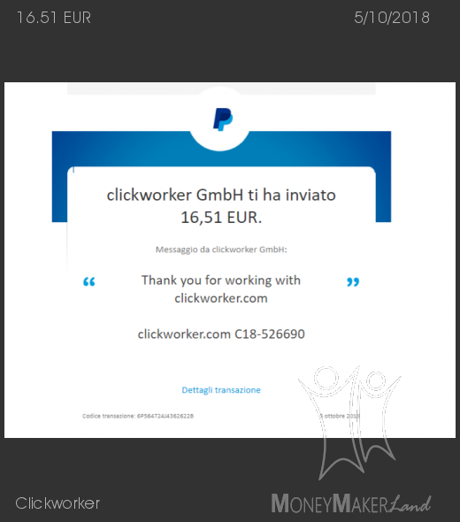 Pagamento 113 per Clickworker