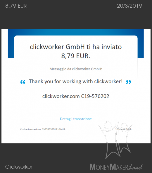 Pagamento 132 per Clickworker