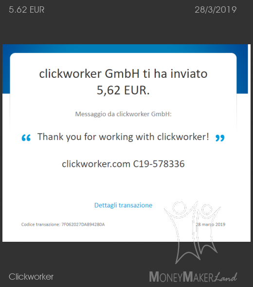 Payment 134 for Clickworker