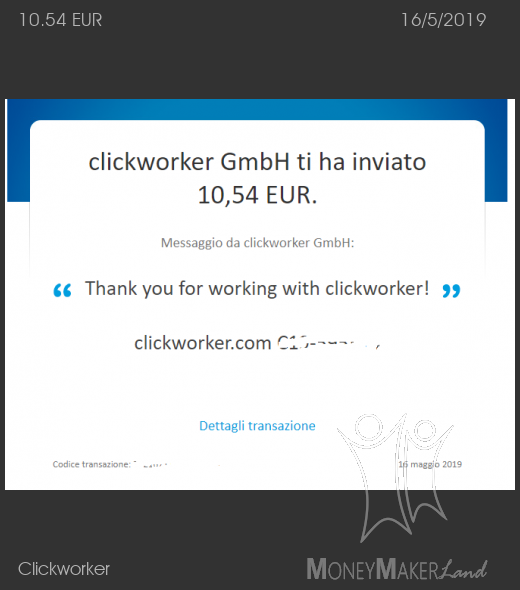 Payment 139 for Clickworker