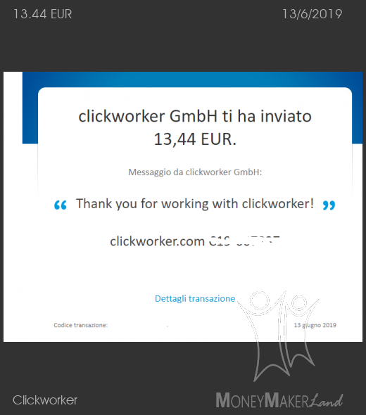 Payment 140 for Clickworker