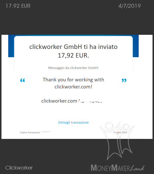 Payment 142 for Clickworker