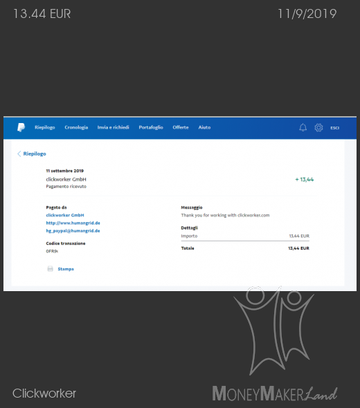 Payment 143 for Clickworker