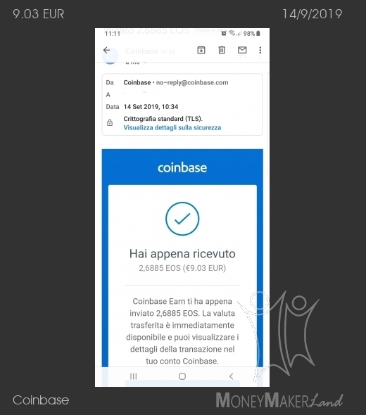 Pagamento 19 per Coinbase