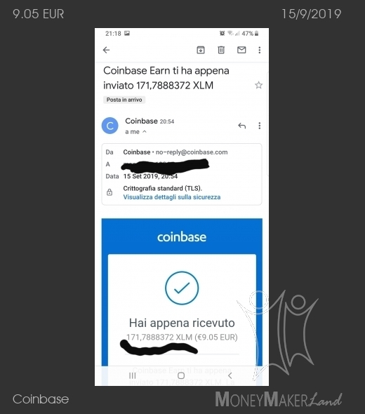 Pagamento 20 per Coinbase