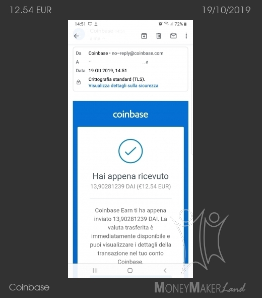 Pagamento 50 per Coinbase