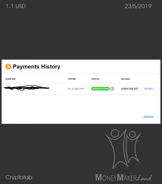 Payment 22 for Cryptotab