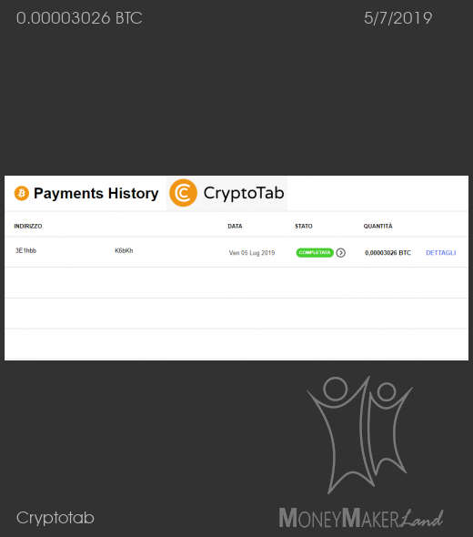 Payment 25 for Cryptotab