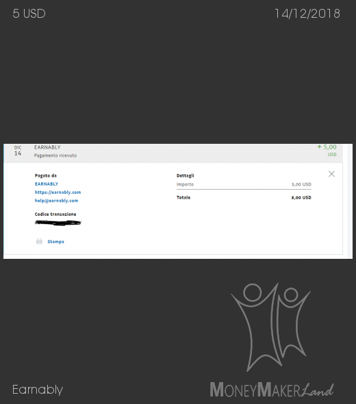 Pagamento 5 per Earnably