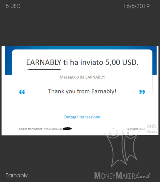 Pagamento 16 per Earnably