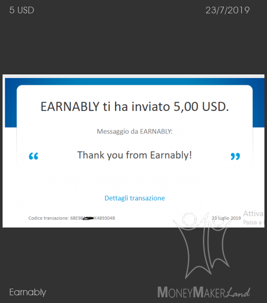 Pagamento 17 per Earnably