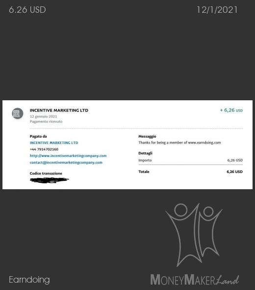 Payment 29 for Earndoing