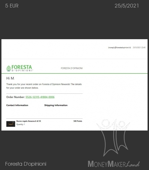 Payment 222 for Foresta D'opinioni