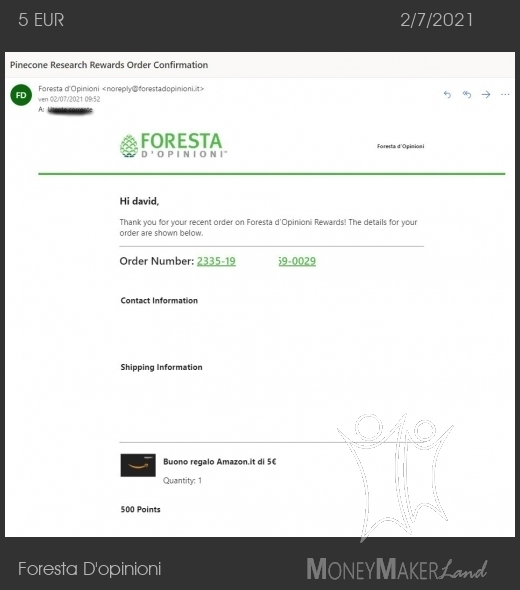 Payment 224 for Foresta D'opinioni