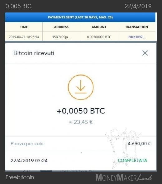 Pagamento 199 per Freebitcoin