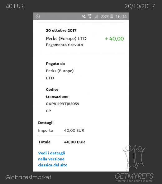 Payment 108 for Globaltestmarket