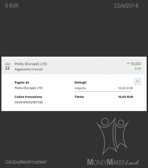 Pagamento 160 per Globaltestmarket