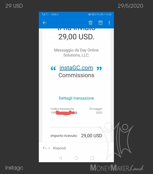 Payment 124 for Instagc