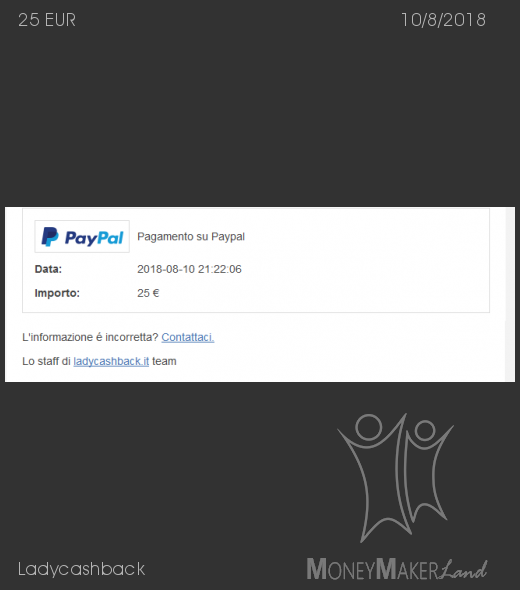 Payment 21 for Ladycashback