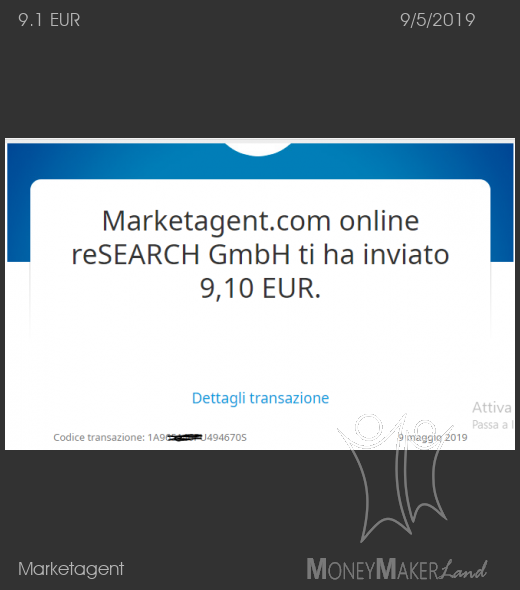 Pagamento 50 per Marketagent