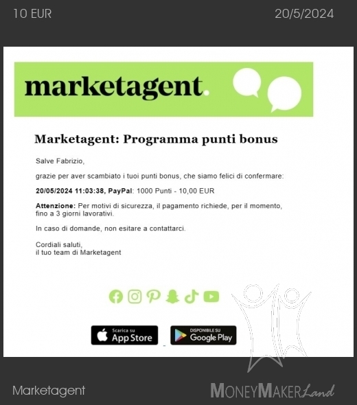 Pagamento 83 per Marketagent