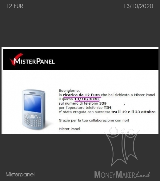 Payment 102 for Misterpanel