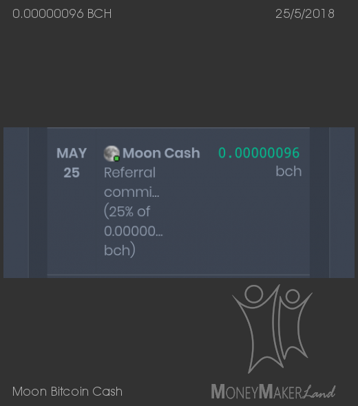 Pagamento 81 per Moon Bitcoin Cash