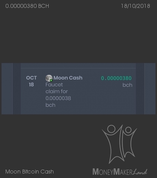 Pagamento 115 per Moon Bitcoin Cash