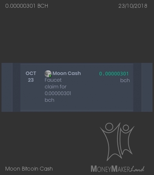 Pagamento 116 per Moon Bitcoin Cash