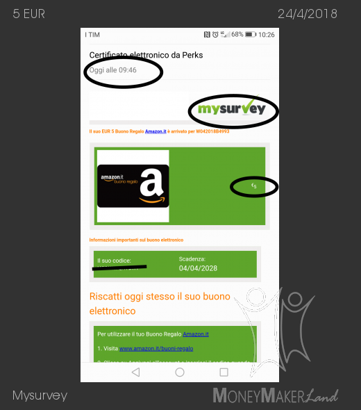 Pagamento 259 per Mysurvey