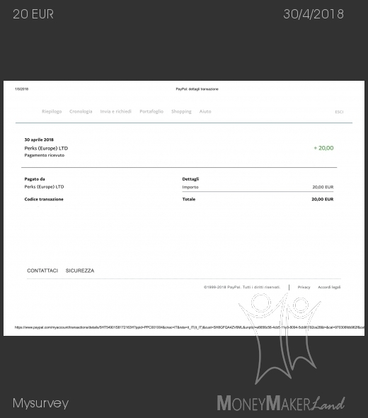 Pagamento 260 per Mysurvey