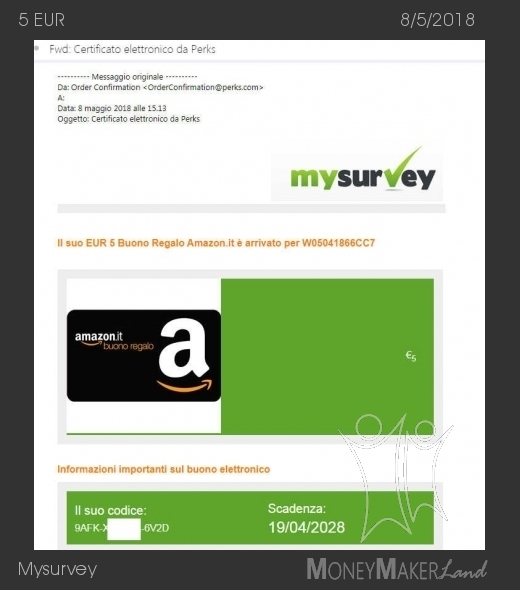 Pagamento 262 per Mysurvey