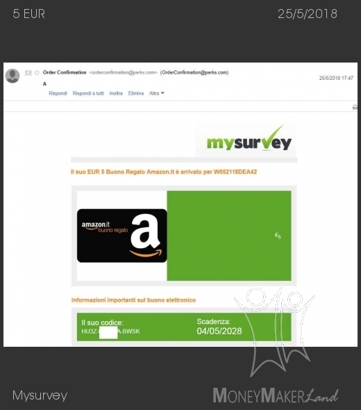 Pagamento 265 per Mysurvey