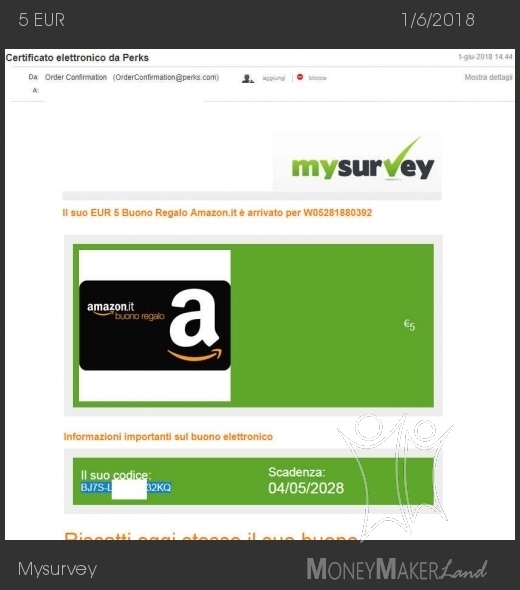 Pagamento 266 per Mysurvey