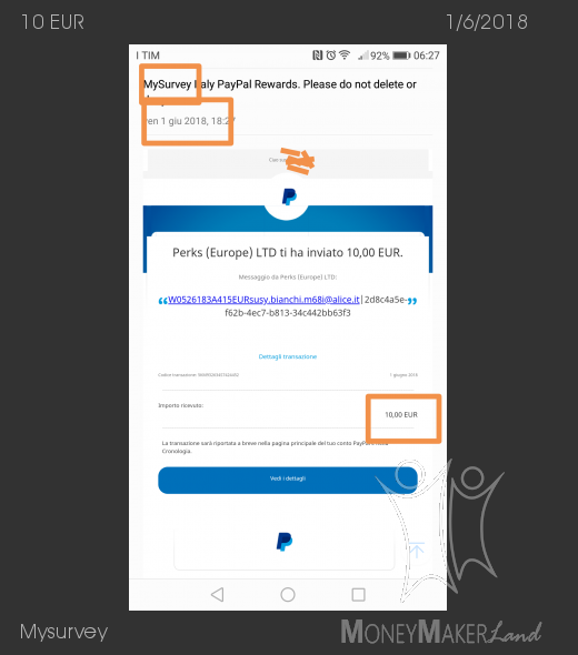Pagamento 267 per Mysurvey