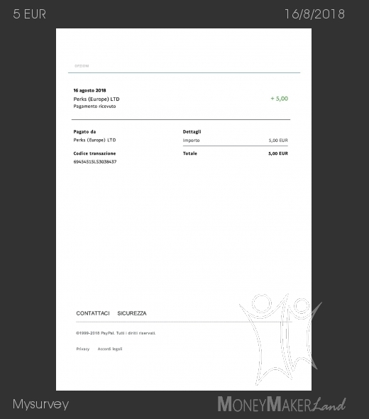 Pagamento 284 per Mysurvey