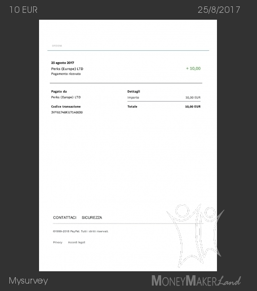 Pagamento 287 per Mysurvey