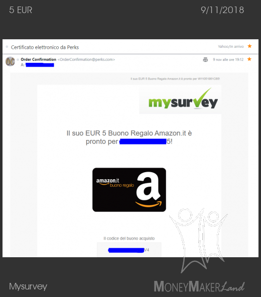 Pagamento 334 per Mysurvey